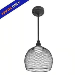 12V 17.5" Black Cage LED Dinette Pendant Light RV Camper Interior Kitchen Island - Foto 1 di 10
