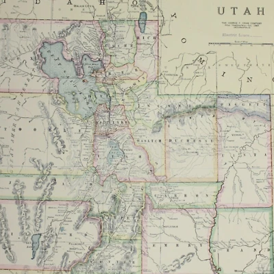 Mapa Estatal UTAH 1928 21"x14" Edad Jazz Años 20 DE COLECCIÓN Grande A Todo Color Foto 1 de 2