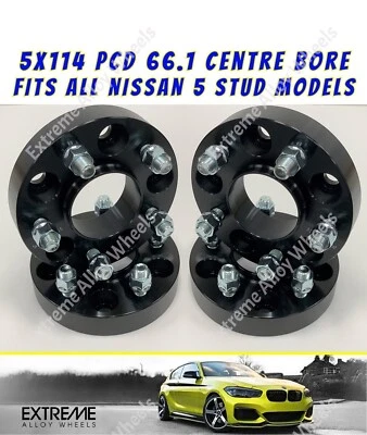 Separadores de rueda de aleación de 30 mm para Nissan Elgrand X Trail Juke atornillado 5x114 66,1 x 4 Foto 1 de 4