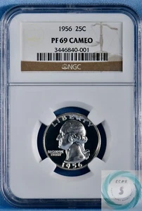1956 Washington Quarter NGC PF 69 CAMEO - Black, White, & Frosty! - Picture 1 of 14