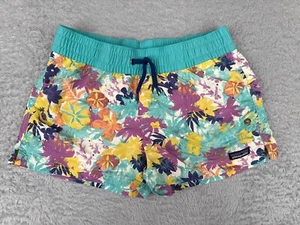 Patagonia Shorts Girl Extra Large Teal Purple Floral Hawaiian Costa Rica Baggies - Picture 1 of 15