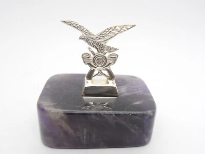 Aquila degli Alpini in Argento 925 su Ametista -  Fermacarte - Soprammobile - Immagine 1 di 4
