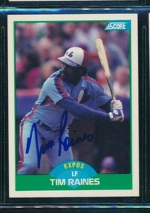 1989 Score #40 Tim Raines signed auto autograph HOF blue sharpie SWSW6