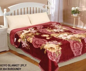 COPERTA FIORI BORDEAUX KOYO DESIGN GIAPPONESE MORBIDA SPESSA E CALDA KING SIZE - Foto 1 di 4