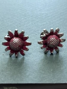 Metal Flower Screw Back Earrings - Picture 1 of 3