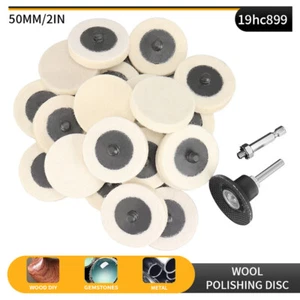20Pcs 50mm Wool Felt Polishing Buffing Disc Wheel With Shank Kit For Rotary Tool - Picture 1 of 7