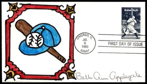 1983 Babe Ruth FDC Hand Drawn/Colored Artist Signed Applegate Cachet - Picture 1 of 4