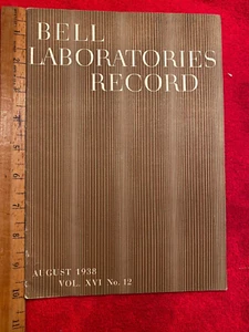 Bell Laboratories Record, August 1938, Vol. XVI, No. 12 - Picture 1 of 2