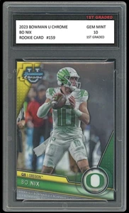 Tarjeta de novato Bo Nix 2023 Bowman U cromada primer grado 10 RC #159 Denver Broncos - Imagen 1 de 1