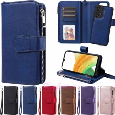 For Samsung A33 A53 A13 A12 A22 A52s Detachable Zipper Wallet Leather Case Cover - Image 1 of 4