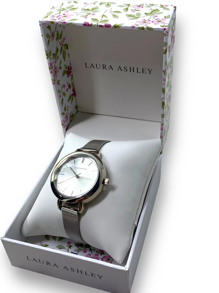 Laura Ashley Mesh Womens Silver Tone Strap Watch LA31026SS
