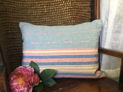 RALPH LAUREN HOME Hither Blue Pink Lumbar Throw Pillow 15”x20” NEW MSRP $215.00 - Image 1 of 4