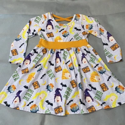 Vestido manga larga estampado Hocus Pocus Halloween 4T para niñas Foto 1 de 4