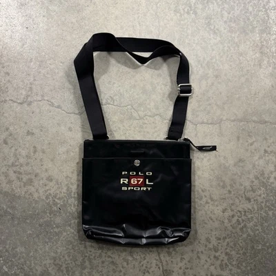 Bolsa de ombro vintage anos 90 Polo Sport RL67 preta tiracolo rara leve - Imagem 1 de 4