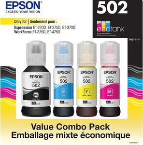 New Genuine Epson 502 Black Cyan Magenta Yellow Bottle WorkForce ET-2700 - Picture 1 of 2