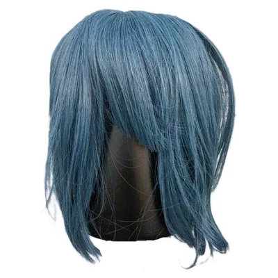 Ash Blue Bob Wig with Bangs Short Straight Blue Wig for Women Halloween Costume - Image 1 of 4