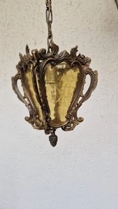 Laterne Lampe Messing/ Bronze Deckenlampe Leuchte Glas Amber - Bild 1 von 8