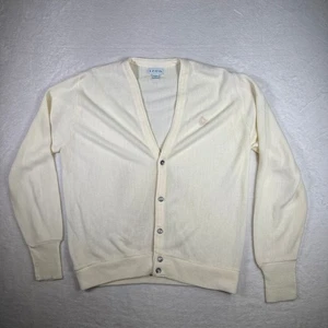 IZOD panna cardigan maglione uomo grande scollo a V bottoni manica lunga USA - Foto 1 di 7