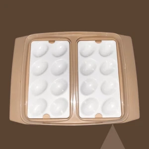Vintage Almond Tupperware Deviled Egg Carrier & Lid #723-3 - Picture 1 of 5