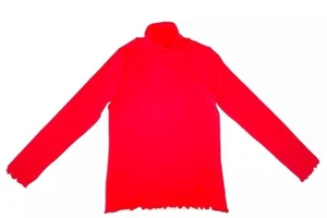 Niñas de 6 a 14 años top rojo cuello rollo costilla manga larga algodón - Imagen 1 de 5