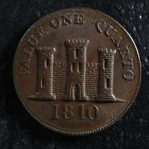 1 quarto 1810 Gibraltar KM#Tn3.2 copper token Robert Keeling Small date 5* - Picture 1 of 2