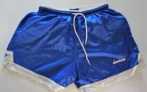 MEN'S DIADORA NYLON SOCCER SHORTS BLUE & WHITE SIZE M - Picture 1 of 7