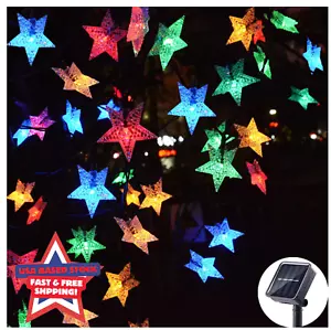Outdoor Solar Star String Lights 30Ft 50LED Multicolor Star Twinkle Light Garden - Picture 1 of 9