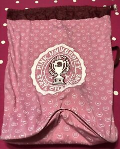 Vintage Victoriaâ€™s Secret Pink Laundry bag pink maroon monogram Rare 27â€� x 23â€�