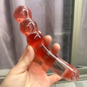 1pc Red Smelting Stone Quartz Carved Massage Stick Crystal Reiki Healing Gift - Picture 1 of 9