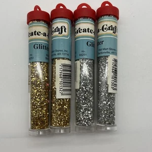4 Lot Vintage Crafting Aluminum?? Glitter Tube Create A Craft Gold Silver - Picture 1 of 8