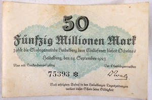 Stadtgemeinde Heidelberg - Fünfzig Millionen Mark, 24. September 1923 - Picture 1 of 2