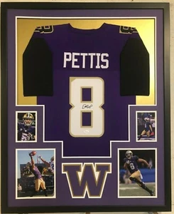 FRAMED WASHINGTON HUSKIES DANTE PETTIS AUTOGRAPHED SIGNED JERSEY JSA COA - Picture 1 of 4