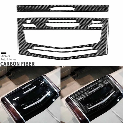 Cubierta de panel multimedia reposabrazos trasero de fibra de carbono real para Cadillac XTS 2013-2019 Foto 1 de 4