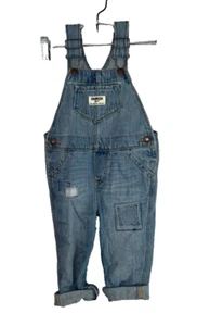 VTG Oshkosh Baby Toddler size 18 months light blue Bib Overalls w/ Patch design - Picture 1 of 11
