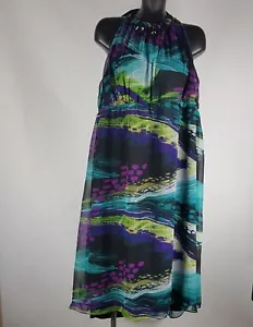 Lane Bryant Sz 28 Halter Dress Women Jewel Tie Neck Open Back Empire Waist ALine - Picture 1 of 7