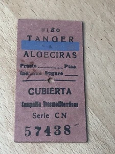 Ticket Begleitkarte Trasmediterranea - Tanger nach Algeciras Fährticket 1966 - Bild 1 von 5