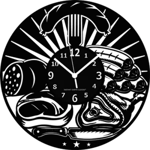 Macellaio ➤ Orologio da Parete in Legno Negozio Carne Salumi Salumiere Mestiere - Imagen 1 de 3