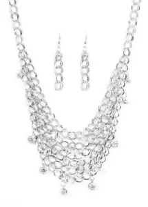 Paparazzi - Fishing For Compliments - Silver Color - Necklace & Earrings Set - Picture 1 of 5