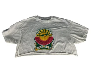 Vintage 90s 1996 Single Stitch Cut Off Crop Top Women XL White Virgina Highlands - Picture 1 of 8