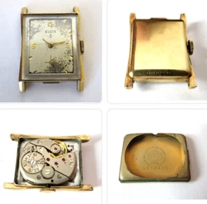 VINTAGE MENS RECTANGULAR ELGIN 772 MANUAL WATCH 19'J 10K GOLD FILLED CASE RUNS # - Picture 1 of 7