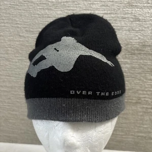 Berkshire Black Gray Skateboard OVER THE EDGE Knit Beanie Hat Cap Skater Adult - Picture 1 of 8