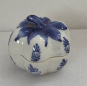 Vintage blau & weiß Kürbis Schmuckdose - Bild 1 von 3