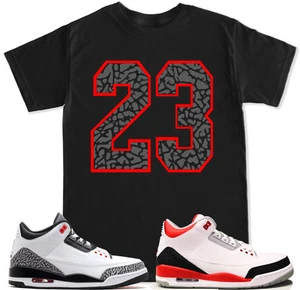 23 Camiseta Roja Cemento a Juego con Air Js Retro 3 Rojo Fuego OG Zapatos - Imagen 1 de 17
