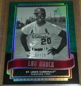 LOU BROCK🔥#3/25 HOLO GREEN PARALLEL⚾🌟️2003 SP LEGENDARY CUTS #6📈HOF CARDINALS - Picture 1 of 3