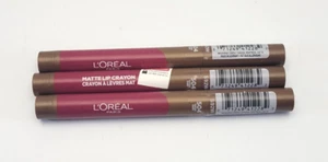 3 PACK L'OREAL MATTE LIP CRAYON LONG LASTING 504 TOFFEE CHERRI - Picture 1 of 6
