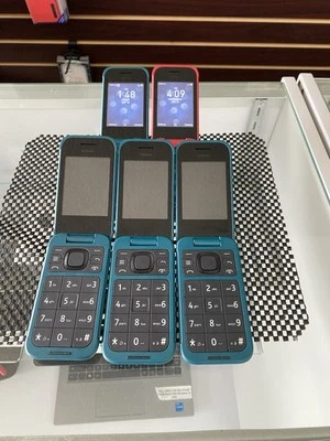 Lot Of 5 NOKIA Flip TA-1420 Unlocked 512MB FlipPhone -Blue -Red (2 Battery’s) O6 - Image 1 of 4