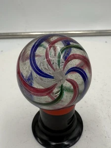 Large 2” Shooter Pink Blue Yellow Latticino Core Swirl Blown Glass Marble - Picture 1 of 7