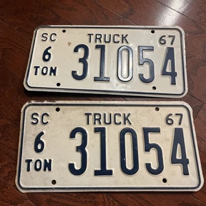 1967 South Carolina License Plates Matching Set Ton Truck Tag Nice - Picture 1 of 8