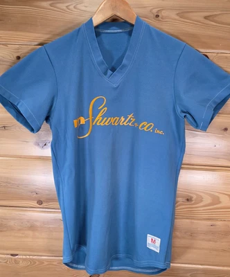 Camisa Jersey True Vintage Champion Cuello en V Hombre Azul Mediano Logo de la Compañía Años 50 60 Foto 1 de 4