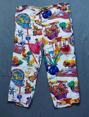 Pantalones de rayón vintage Jams World Food Art para mujer más grandes La Cocina hechos en EE. UU. Foto 1 de 4